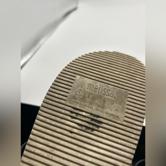 Melissa Cosmic Tortoise Shell Black Slides Size 9 Two Strap Sandals - Picture 6 of 6